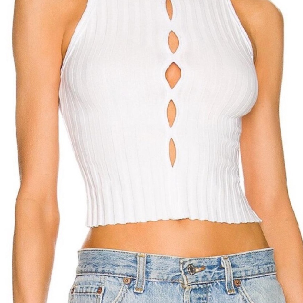 NWT Cotton Citizen White Capri Ribbed Cut OutTank Top